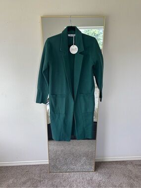 Green Open-Front Longline Blazer - Women